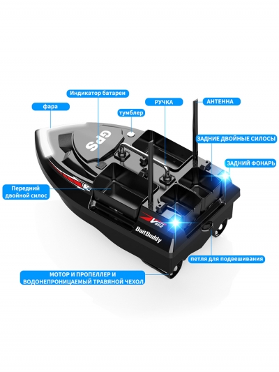Прикормочный кораблик Flytec V802 pro с GPS 12000 мАч-6